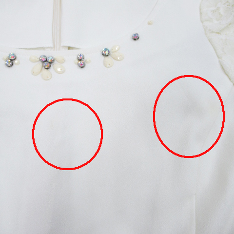 アプワイザーリッシェ Apuweiser Riche ブラウス カットソー フレア 七分袖 ラウンドネック 切替 透け感 シフォン レース ビジュー 2 白 ホワイト Ff31 レディース 171 ベクトルパーク