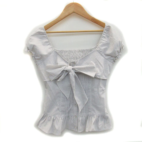 セシルマクビー Cecil Mcbee ブラウス カットソー ノースリーブ オフショルダー ストライプ柄 リボン 薄手 ホワイト 白 Ms34 レディース 171 ベクトルパーク