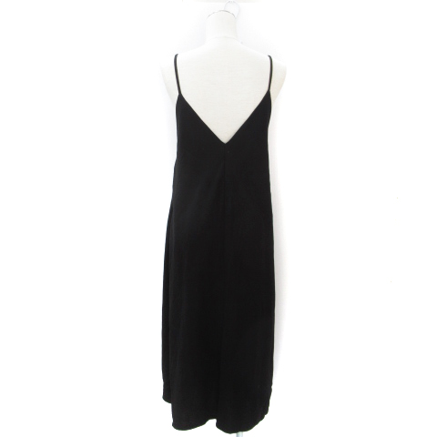 ザラ Zara ワンピース 薄手 ロング丈 キャミソール ノースリーブ Vネック リボン 無地 S 黒 ブラック Ff21 レディース 171 ベクトルパーク