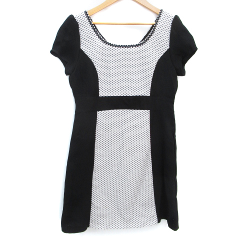 セシルマクビー Cecil Mcbee ワンピース ミニ丈 半袖 Uネック 切替 総柄 M モノトーン 白 黒 ホワイト ブラック Ff23 レディース 171 ベクトルパーク セシルマクビー Cecil Mcbee ワンピース ミニ丈 半袖 Uネック 切替 総柄 M モノトーン 白 黒 ホワイト ブラック Ff23 レディース 171 ベクトルパーク
