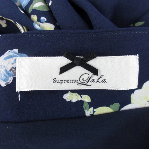 シュープリームララ Supreme La La Supreme Lala ワンピース ミニ丈 フレア ギャザー 半袖 フレアスリーブ ラウンドネック 花柄 ウエストベルト付き M マルチカラー 紺 ネイビー Ys19 レディース 171 ベクトルパーク