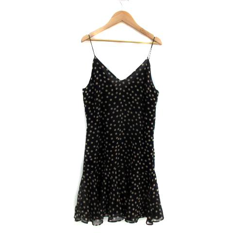 ザラ ベーシック Zara Basic キャミソールワンピース ひざ丈 Vネック ドット柄 S 黒 ブラック ベージュ Ys24 レディース 171 ベクトルパーク