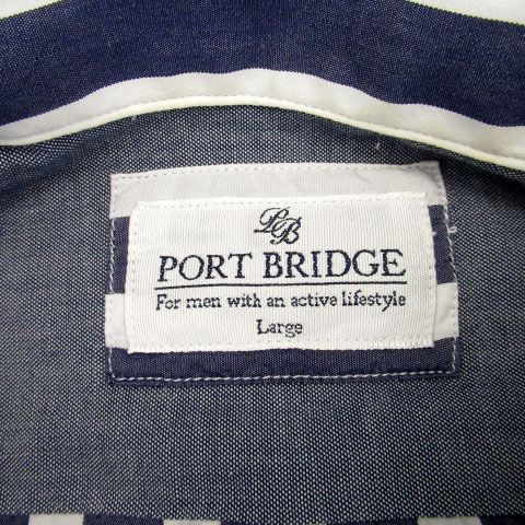 ポートブリッジ Port Bridge カジュアルシャツ 半袖 ボタンダウン ストライプ柄 L ホワイト 白 Ms22 メンズ 171 902107190063 ベクトルパーク