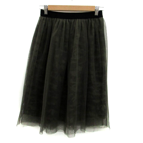 アースミュージック エコロジー Earth Music Ecology フレアスカート チュールスカート ミモレ丈 迷彩柄 カモフラ柄 F カーキ Ho9 レディース 171 ベクトルパーク