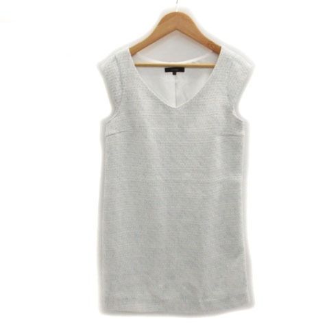 リエンダ Rienda ワンピース ノースリーブ ミニ丈 Vネック ツイード S ホワイト 白 Ms17 レディース 171 ベクトルパーク