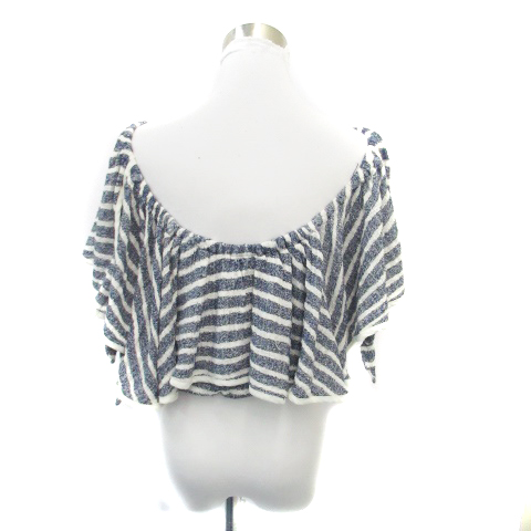 スナイデル Snidel カットソー ラウンドネック 半袖 オフショルダー ボーダー柄 F 青 ブルー 白 ホワイト Ho レディース 171 ベクトルパーク