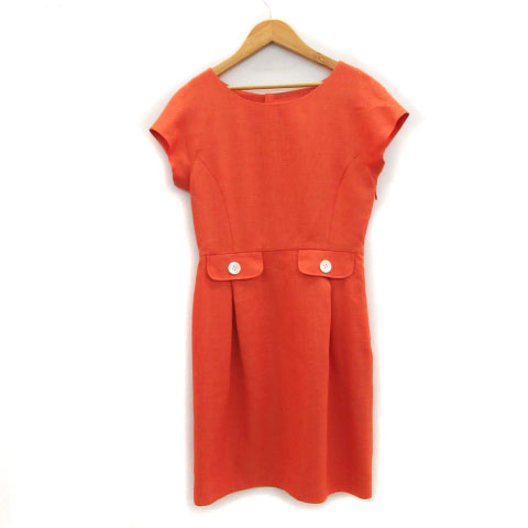 ストロベリーフィールズ Strawberry Fields ワンピース 半袖 ひざ丈 ラウンドネック バックボタン オレンジ Ms39 レディース 171 ベクトルパーク