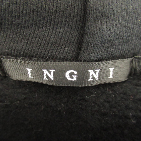 イング Ingni パーカーワンピース スウェット ミニ丈 長袖 裏起毛 ドット柄 プリント M 黒 ブラック Yk31 レディース 171 ベクトルパーク