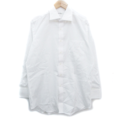 カミチャイオ Camiciaio Yシャツ ワイシャツ ドレスシャツ 長袖 透け感 総柄 大きいサイズ 40 白 ホワイト Ff35 メンズ 171 ベクトルパーク