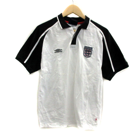 アンブロ Umbro サッカー ユニフォーム ポロシャツ 半袖 イングランド ロゴ刺繍 ワッペン M 白 ホワイト 黒 ブラック Ys18 メンズ 171 ベクトルパーク