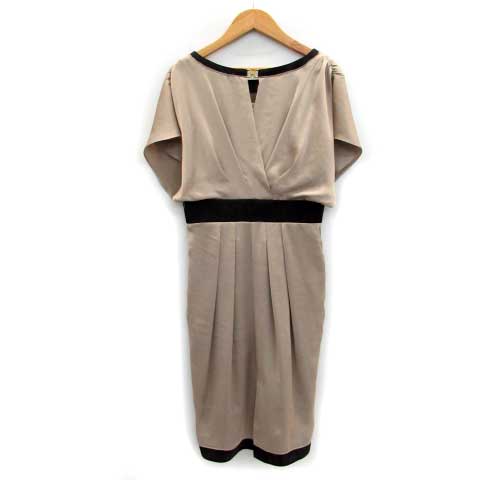 マテリア Materia ワンピース 半袖 ひざ丈 ラウンドネック 36 ベージュ Ms6 レディース 171 ベクトルパーク