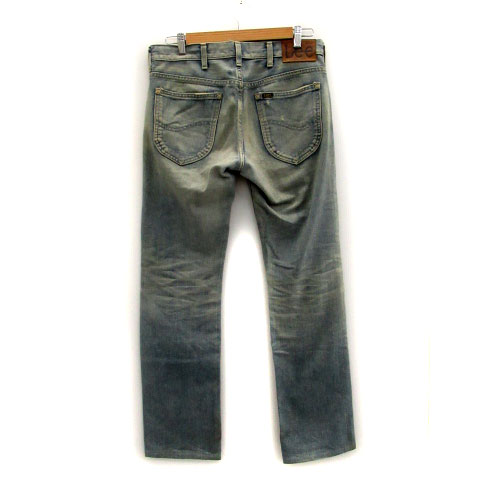 リー Lee デニムパンツ ジーンズ ストレートパンツ アンクル丈 ウォッシュ加工 ダメージ加工 30 ライトブルー 水色 Ms7 メンズ 171 ベクトルパーク