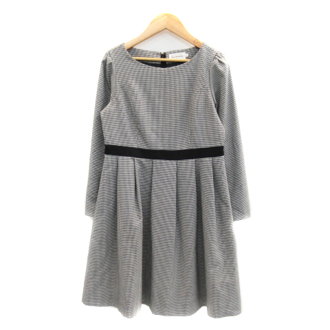 ボンメルスリー Bon Mercerie ワンピース ミニ丈 長袖 ラウンドネック 千鳥格子柄 36 黒 ブラック Yk26 レディース 171 ベクトルパーク