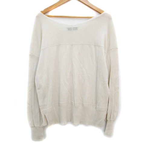 ナノユニバース Nano Universe ニット カットソー 長袖 Vネック ウール 透け感 無地 オーバーサイズ 38 アイボリー Ff13 レディース 171 ベクトルパーク