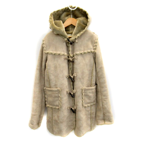 アングリッド Ungrid フェイクムートンコート ダッフルコート ミドル丈 フード付き 無地 ロールアップ フェイクファー M ベージュ Sy8 レディース 171 ベクトルパーク