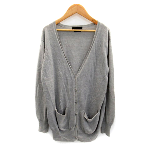 ジーナシス Jeanasis ニットカーディガン ロング丈 Vネック 無地 オーバーサイズ ウール F グレー Sy24 レディース 171 ベクトルパーク