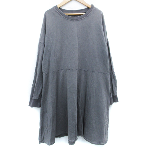 ザラ トラファルック Zara Trafaluc フレアワンピース ひざ丈 長袖 ラウンドネック 切替 無地 L チャコールグレー Ff5 レディース 171 ベクトルパーク