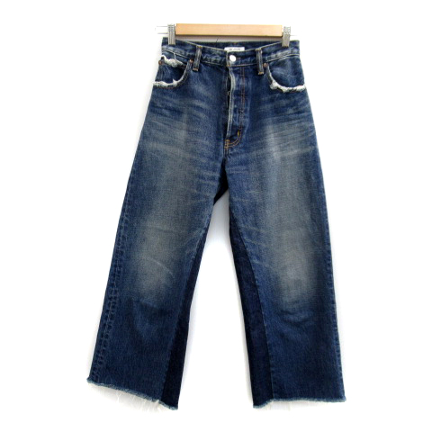 スライ Sly Jeans デニムパンツ ジーンズ ワイドパンツ アンクル丈 ダメージ加工 ボタンフライ カットオフ 24 青 ブルー Sy5 レディース 171 ベクトルパーク