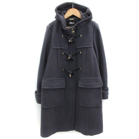 ジルスチュアート Jill Stuart ダッフルコート ロング丈 ジップアップ フード付き ウール混 S ネイビー 紺 Ym4 レディース 171 ベクトルパーク