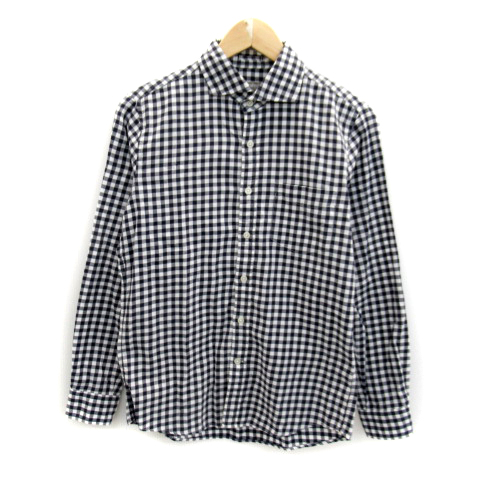 ナノユニバース Nano Universe カジュアルシャツ 長袖 ギンガムチェック柄 S 紺 ネイビー 白 ホワイト Sy36 メンズ 171 ベクトルパーク