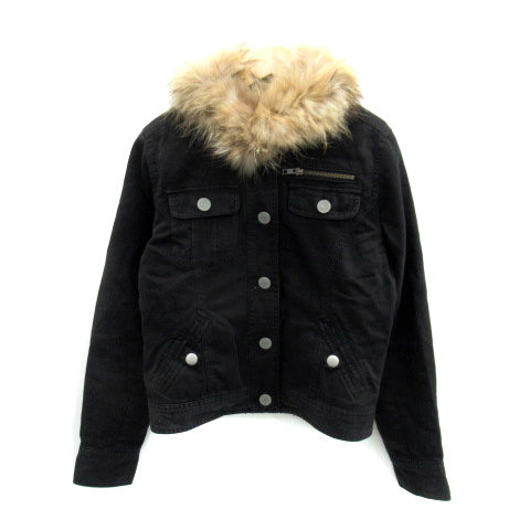 タケオキクチ Takeo Kikuchi Gジャン ジージャン デニムジャケット ミドル丈 ファー ボアライナー付き 2 黒 ブラック Sy37 レディース 171 ベクトルパーク