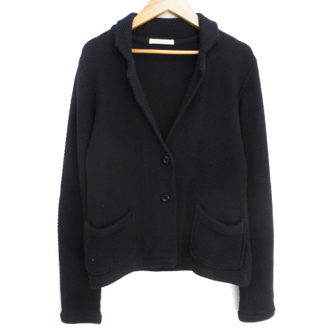 サニークラウズ Sunny Clouds ニットジャケット テーラードジャケット ミドル丈 シングルボタン M 紺 ネイビー Ff21 レディース 171 ベクトルパーク