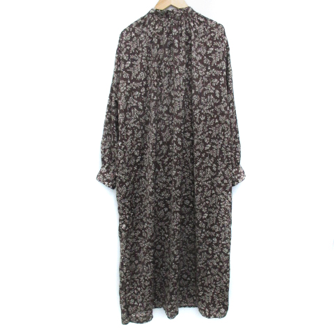 スタディオクリップ Studio Clip シャツワンピース 薄手 ロング丈 マキシ丈 長袖 バンドカラー 総柄 F 茶 白 ブラウン ホワイト Ff6 レディース 171 ベクトルパーク