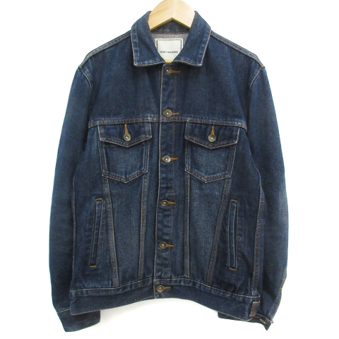 ナノユニバース Nano Universe デニムジャケット Gジャン ジージャン ミドル丈 ステンカラー シングルボタン M インディゴブルー 紺 ネイビー Ff1 メンズ 171 ベクトルパーク