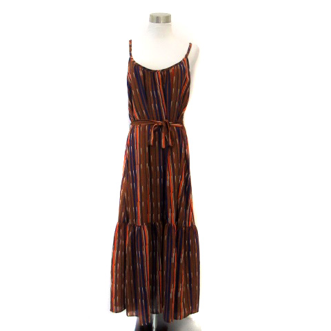アルシーヴ Archives キャミソールワンピース ラウンドネック ストライプ柄 ロング丈 マキシ丈 M マルチカラー 茶色 ブラウン Ho17 レディース 171 ベクトルパーク