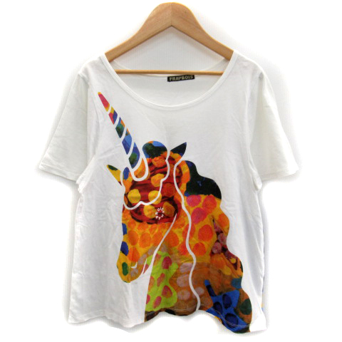 フラボア Frapbois Tシャツ カットソー 半袖 ラウンドネック プリント マルチカラー 1 白 ホワイト Sy23 レディース 171 ベクトルパーク