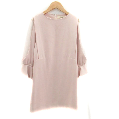 スナイデル Snidel ワンピース ラウンドネック 長袖 シースルー 切替 ミニ丈 0 ピンク Ho32 レディース 171 ベクトルパーク