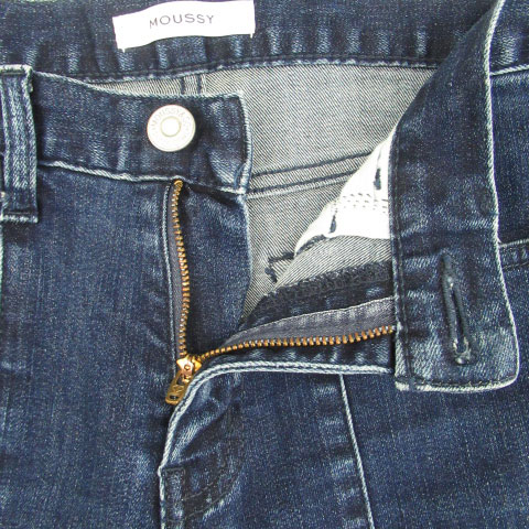 マウジー moussy デニムパンツ ジーンズ アンクル丈 フレア カットオフ 25 青 ブルー /SM26 レディース