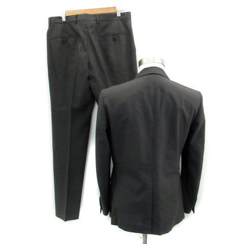 オリヒカ Orihica スーツ セットアップ 上下 テーラードジャケット ミドル丈 ストライプ柄 シングルボタン スラックスパンツ ロング丈 ウール 94a6 グレー Ms1 メンズ 171 ベクトルパーク