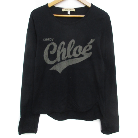 シーバイクロエ SEE BY CHLOE 長袖カットソー サイズ34 S 白×ピンク×マルチ レディース 花柄 美品 トップス シーバイクロエ SEE BY CHLOE Tシャツ カットソー 長袖 Uネック ロゴ