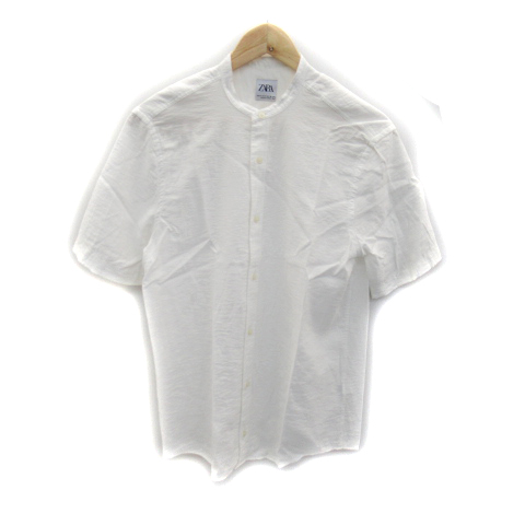 ザラ Zara カジュアルシャツ 半袖 バンドカラー 無地 S 白 ホワイト Sy12 メンズ 171 ベクトルパーク