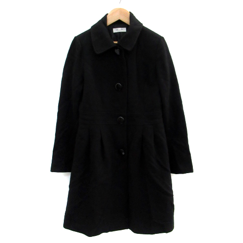 オフオン ofuon ステンカラーコート ロング丈 ウール 38 黒 ブラック  