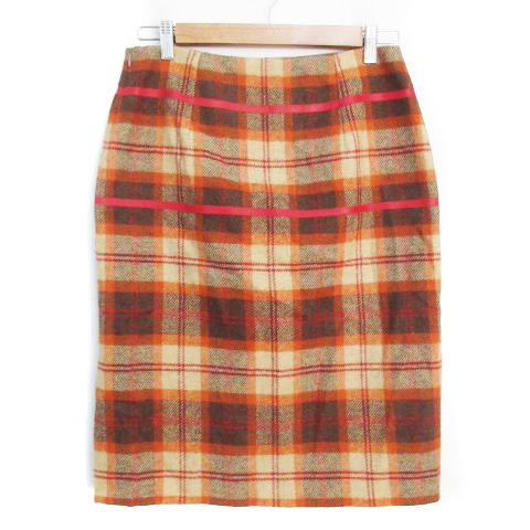 マレーラ MARELLA タイトスカート ミモレ丈 ウール スリット チェック  