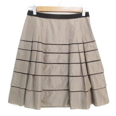 ブラーミン BRAHMIN フレアスカート ひざ丈 ボーダー柄 シルク混 36  