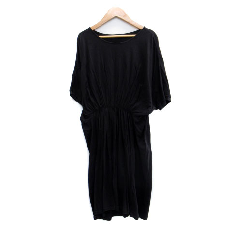 SHIPS ブラックワンピース シップス SHIPS ワンピース 七分袖 ひざ丈