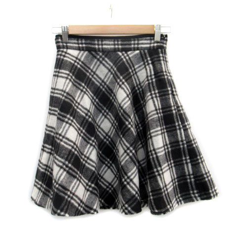 未使用品 クローラ crolla フレアスカート ひざ丈 チェック柄 ウール  