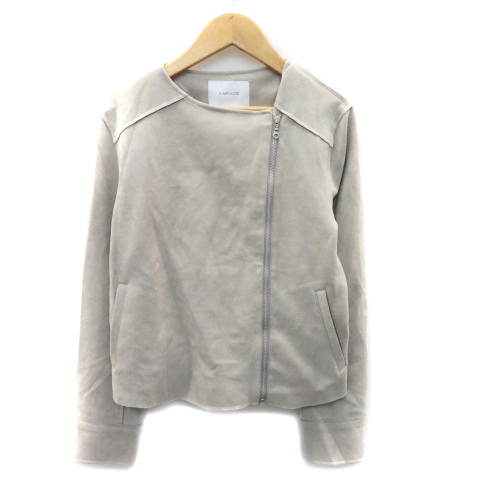 グレー スエード風 ジップアップジャケット