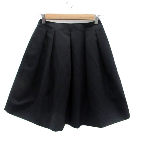 エムプルミエ ブラック M-Premier BLACK フレアスカート ひざ丈 36 黒