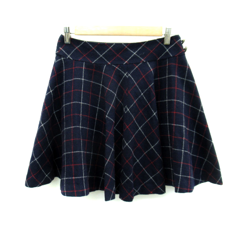 ロイスクレヨン Lois CRAYON フレアスカート ミニ丈 チェック柄 ウール  