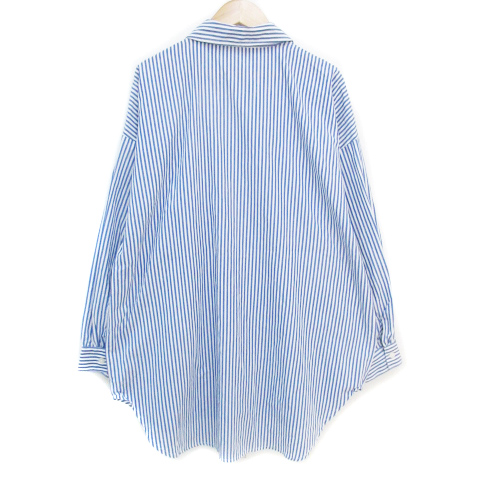 グレイル GRL シャツワンピース ひざ丈 長袖 ストライプ柄 F 白