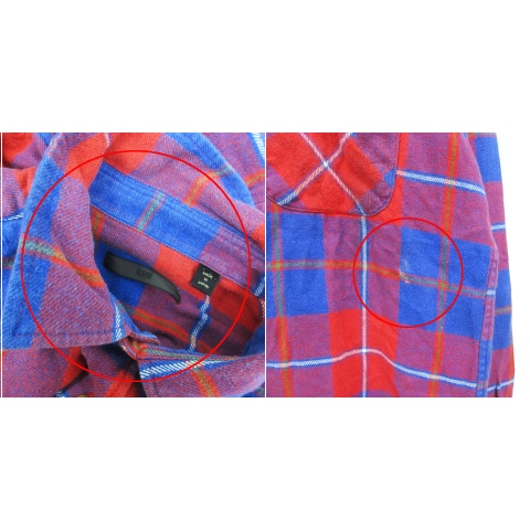 diesel マルチカラー　フリル付き　赤青チェックシャツ diesel マルチカラー フリル付き 赤青チェックシャツ トップス