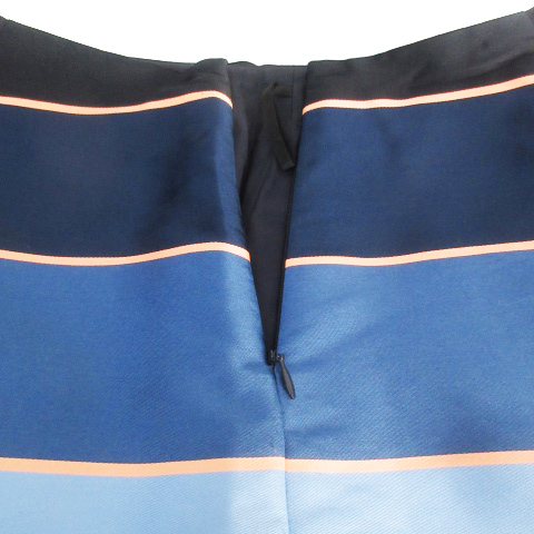 アナイ ANAYI プリーツスカート ひざ丈 マルチボーダー柄 シルク混 38