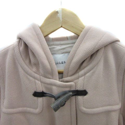 Spick and Spanピンク フード付きロングコート ウール100% Spick and