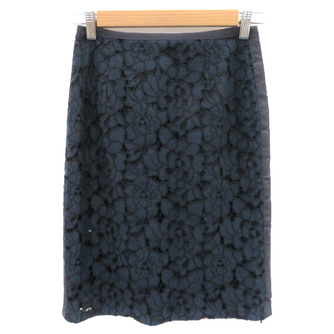 フィガロ FIGARO サイズ36 S カーキ レディース ワンピース フィガロ パリ FIGARO Paris タイトスカート ひざ丈 花柄レース 36 紺