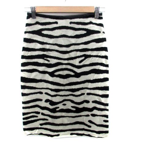 ミュベール muveil ニットタイトスカート ひざ丈 ゼブラ柄 ウール 36 