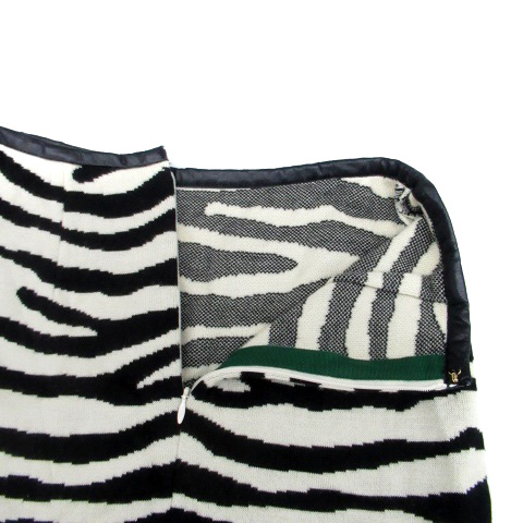 ミュベール muveil ニットタイトスカート ひざ丈 ゼブラ柄 ウール 36 